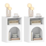 HOMCOM Set de 2 mese de noapte, masă de noapte cu compartimente deschise, design arcuit, 40 x 30 x 60 cm, alb | Aosom Romania