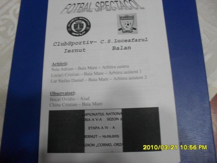 program CS Iernut - Luceafarul Balan