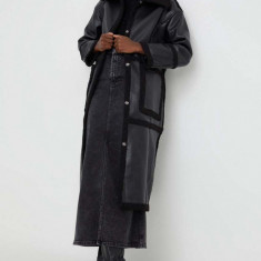 Answear Lab palton femei, culoarea negru, de tranzitie