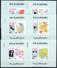 DB1 JO Sapporo Olimpiada 1972 Flori Ras al Khaima 6 SS de Lux MNH