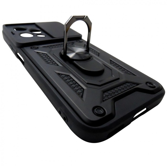 Husa tip capac spate TPU negru, inel si protectie camera, pentru Honor 200 Lite 5G