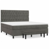 Cumpara ieftin Pat box spring cu saltea, gri inchis, 180x200 cm, catifea