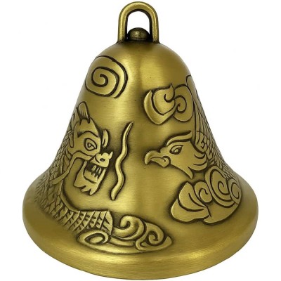 Clopotei cu Phoenix si Dragon, obiect feng shui pentru dragoste, 6 cm auriu foto