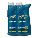 Pachet 2 litri Ulei Motor MANNOL Safari 20W50 - Semi-Sintetic, Protectie Motoare Uzate Conditii Dificile