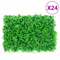  vidaXL Gard din frunze de ferigă artificiale, 24 buc, verde, 40x60 cm
