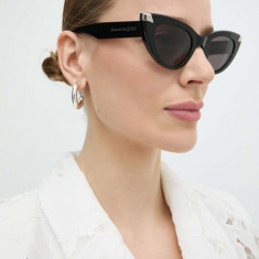 Alexander McQueen ochelari de soare femei, culoarea negru, AM0442S