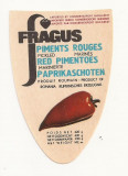 Eticheta , Ambalaj Fragus anii 70 -Ardei marinati -NEFOLOSIT, pentru export