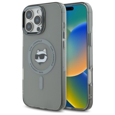 Husa pentru iPhone 16 Pro Max - Karl Lagerfeld IML MagSafe (KLHMP16XHLSCHK) - Metal Choupette`s Head foto
