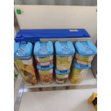 Cutii de Depozitare Alimente, Flippy, Set din 7 Cutii de tip Container, 2x0.5 l, 2x0.8 l, 2x1.2 l, 1x1.9 l, Recipiente pentru Cereale in Bucatarie, Tr