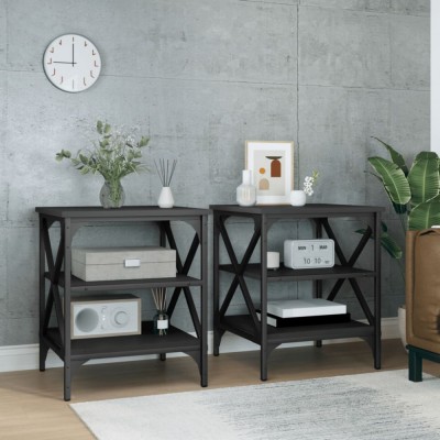vidaXL Mese laterale, 2 buc., negru, 40x42x50 cm, lemn compozit 825773 foto
