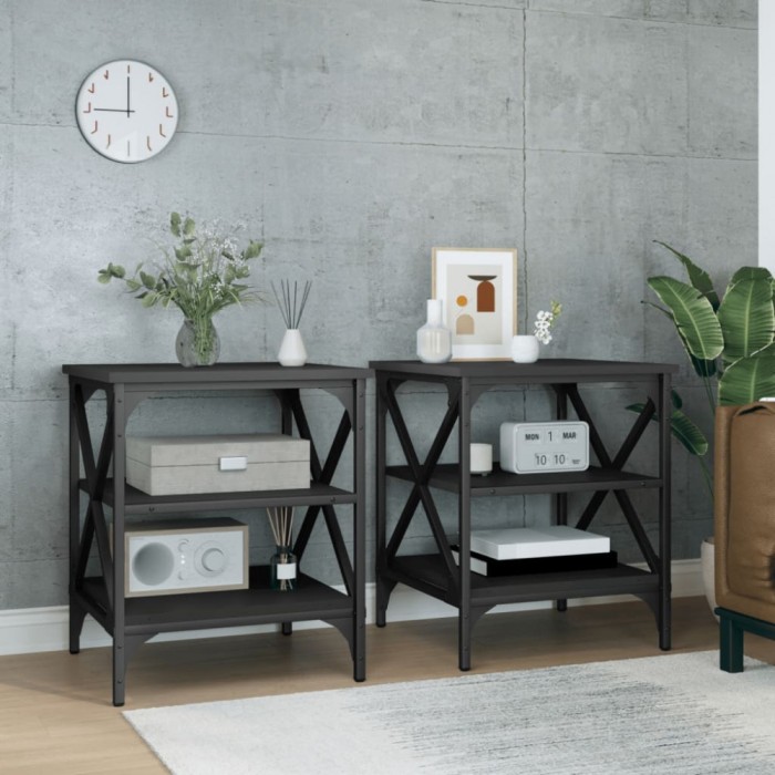 vidaXL Mese laterale, 2 buc., negru, 40x42x50 cm, lemn compozit 825773