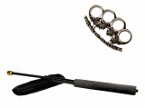 Cumpara ieftin Set Autoaparare: Baston Telescopic Flexibil 47cm Negru, Pumnal Craniu, Box Metalic Otel, Husa Curea