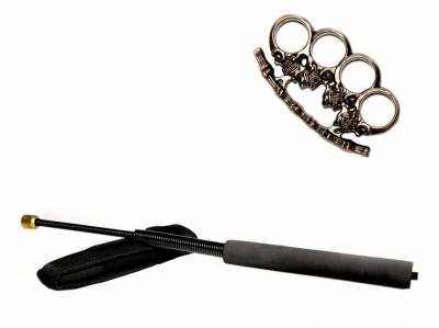 Set baston telescopic flexibil negru 47 cm + pumnal craniu foto
