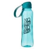 Sticla pentru bauturi,plastic,turcoaz,mesaj motivational,630 ml