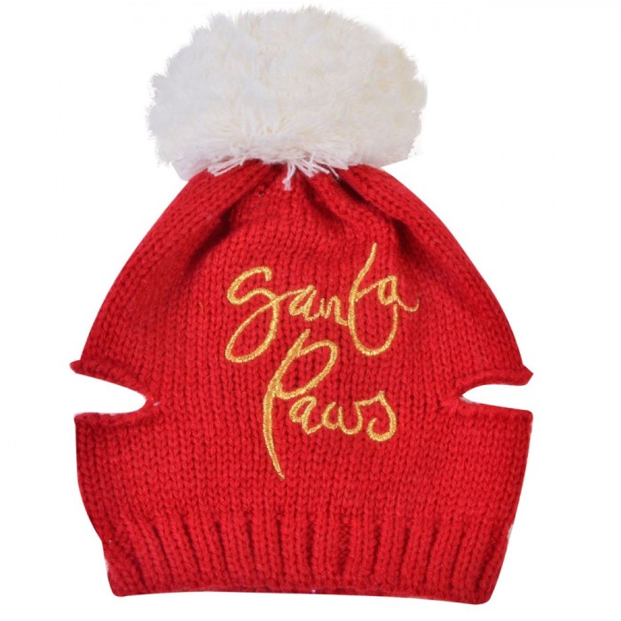 Căciulă Crăciun pentru C&acirc;ine, Santa Paws, Roșie, 20cm, Acrilic