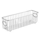 Cos de depozitare mDesign, 37.1 x 10.4 x 11.7 cm, metal, argintiu