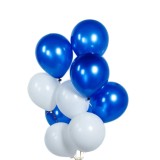 Set 10 Baloane Latex Albastru/Alb 30cm Ropet - Baloane Aniversare, Botez, Nunta - Decoratiuni Petreceri Copii si Adulti