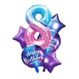 Set 6 Baloane Folie Metalizata Cifra 8, 1m, Pastel - Aniversare Copii, Petrecere, Baloane Cifre