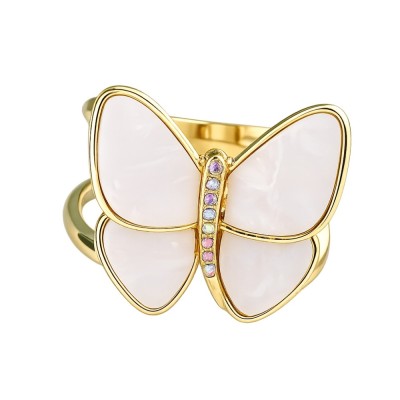 Inel esarfa fluture alb - mare foto