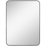 HOMCOM Oglindă de Baie 60 x 80 cm Oglindă Decorativă de Perete cu Ramă Metalică și C&acirc;rlig Ușor de Agățat pentru Sufragerie, Hol, Intrare - Negru | Aos