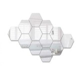 Oglinzi Decorative Hexagonale tip Fagure Hexagon pentru Baie Bucatarie si Living - 12 Bucati Sticker L, Original Deals