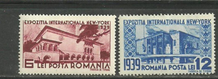 ROMANIA 1939 - EXPOZITIA NEW YORK, serie NESTAMPILATA cu sarniera, SD100