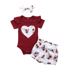 Costumas cu body si pantaloni scurti - Heart (Marime Disponibila: 0-3 luni)