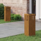 vidaXL Lumină LED Solară pentru Alei 2 pcs Oțel Corten Oțel Corten 879729