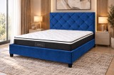 Cumpara ieftin Pat Hypnotic 160x200 cm Tapitat Catifea Albastru cu Somiera Inclusa