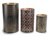 Set 3 suporturi lumanari metal negru auriu &Oslash; 14,5 cm x 26 H, &Oslash; 13 x 21 H, &Oslash; 10 x 15,5 H