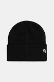 Karl Lagerfeld căciulă din amestec de l&acirc;nă IKON culoarea negru, din tricot gros, A3M33157