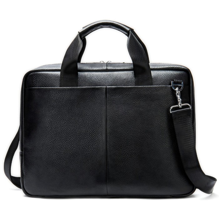 Geanta laptop 15,6&#039;, BUSY LDY&amp;GTM&reg; Flume, piele naturala, servieta unisex, multiple compartimente,negru