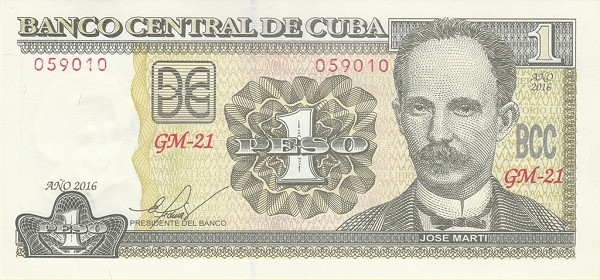 Cuba 1 Peso 2016 - B11, P-128g UNC !!!