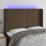 VidaXL Tăblie de pat cu LED, maro &icirc;nchis, 147x16x118/128 cm, textil