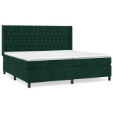 Cumpara ieftin Pat box spring cu saltea, verde inchis, 200x200 cm, catifea