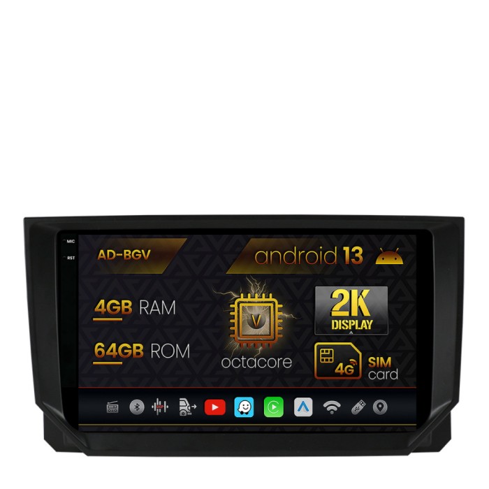 Navigatie Seat Ibiza (2017+), Android 13, V-Octacore 4GB RAM + 64GB ROM, 9.5 Inch - AD-BGV9004+AD-BGRKIT045