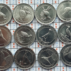 Set 12 monede Turcia 1 kurus 2020 UNC - Birds of Anatolia - aluminum - A026