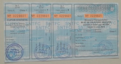 QW13 10 - 2016 - militar - document transport gratuit pentru militari - clasa I foto