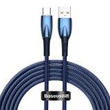 CABLU alimentare si date Baseus Glimmer, Fast Charging Data Cable pt. smartphone, USB la USB Type-C 100W, 2m, albastru &quot;CADH000503&quot; (timbru verde 0.08