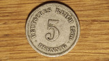 Germania - moneda de colectie istorica - 5 pfennig 1900 F - Stuttgart -mai rara!, Europa