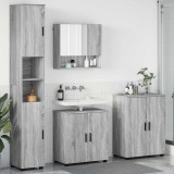 vidaXL Set de mobilier pentru baie Pe perete cu ușă 4 pcs Gri Sonoma 3393009
