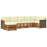 vidaXL Set canapea sectională modulara lemn acacia mobila gradina natural crem