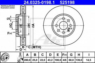 Disc frana OPEL ASTRA H Combi (L35) (2004 - 2016) ATE 24.0325-0198.1 foto