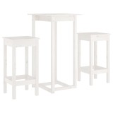 Cumpara ieftin Set mobilier de bar, 3 piese, alb, lemn masiv de pin
