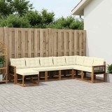 vidaXL Set de canapele de exterior cu pernă 8 pcs Natural și Crem 3382142