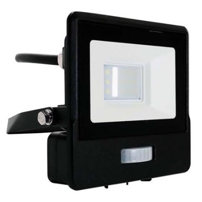 Proiector LED V-tac cu senzor miscare, 10W, 735 lm, lumina rece, 6400K, IP65, negru foto