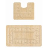 Set 2 Covorase Baie Model Ethnic 2540, Marimi 60 x 100 50 x 60 cm, Bej, Antiderapant, Antialergic, Polipropilena