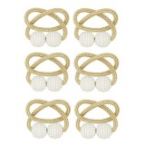 Cumpara ieftin Set de prindere pentru draperii si perdele, 6 magneti decorativi imprimati cu margele, tip snur - Crem