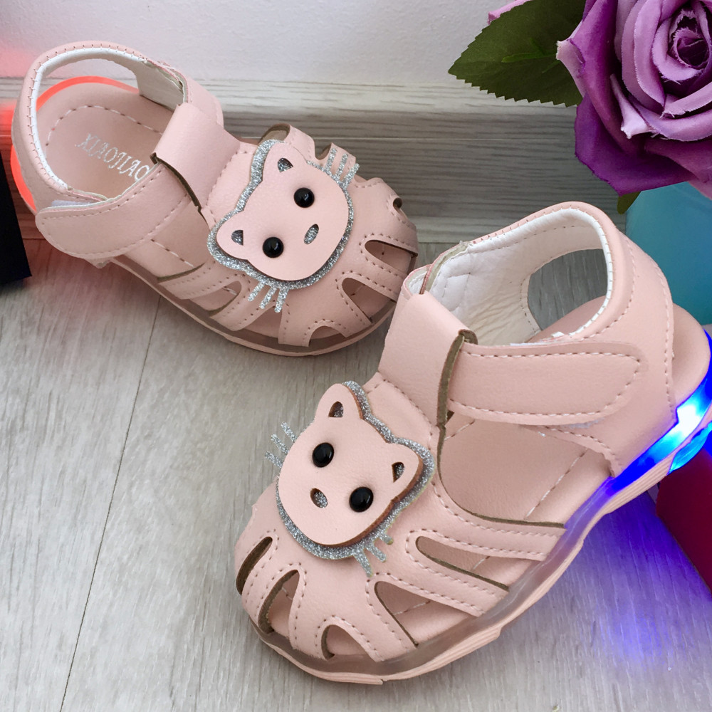 Sandale roz cu lumini LED si pisicuta pantofi pt fetite 18 17 19 cod 0776,  Fete, 16 | Okazii.ro