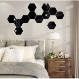 Cumpara ieftin Set Oglinzi Acrilice Design Hexagon - Oglinzi Decorative XL Black 12 bucati/set